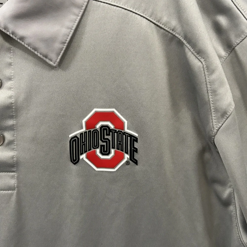Ohio State Buckeyes Shirt Medium Gray Red‎ Polo Performance Adult Nike Dri Fit